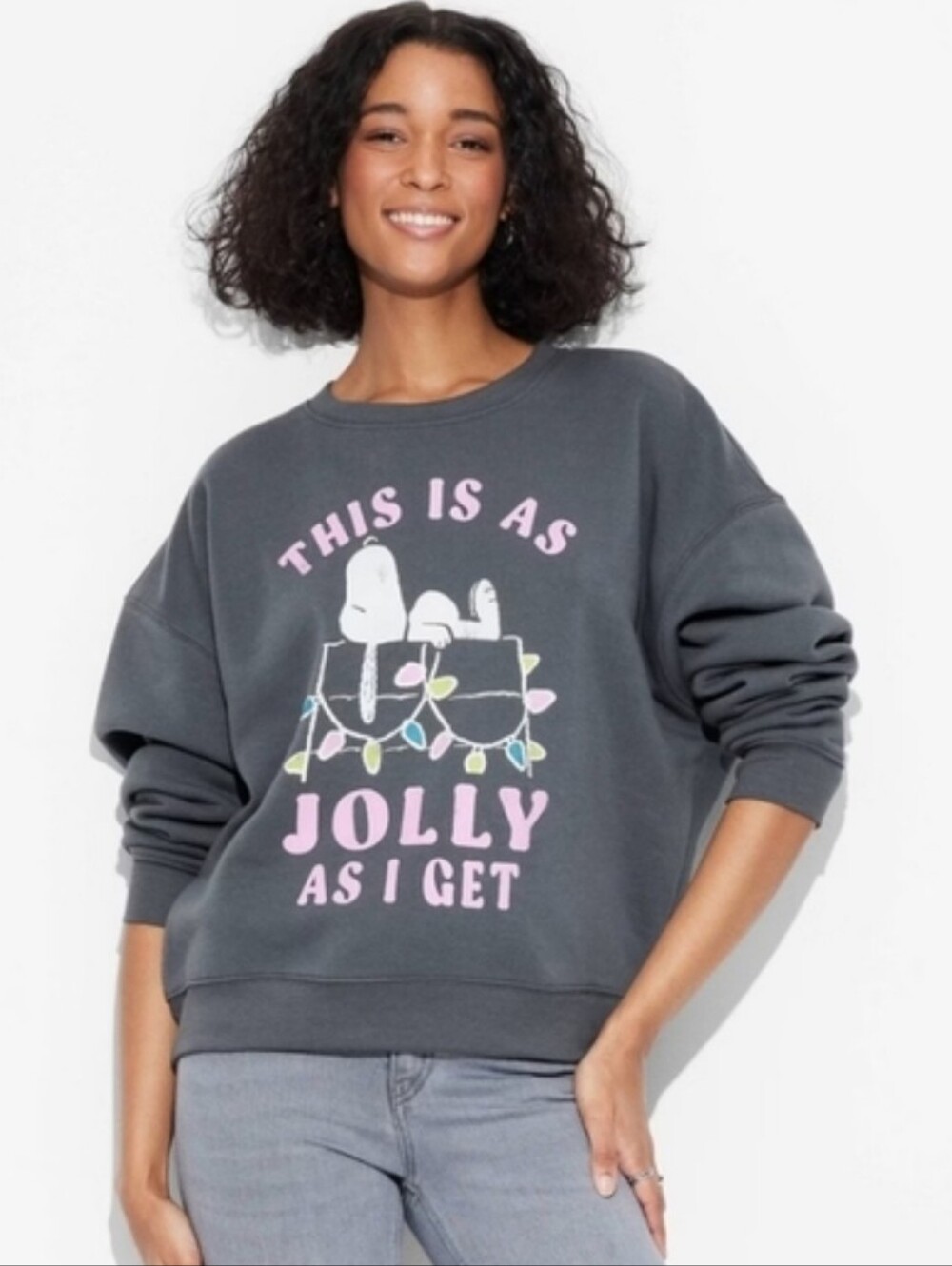 Women's Jolly Snoopy Graphic Sweatshirt - Grayson Threads - Gray XS